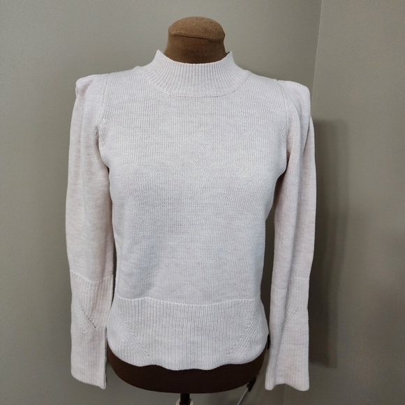 Fate Sweaters - Fate knit sweater size S oatmeal puffed shoulder pullover longsleeve